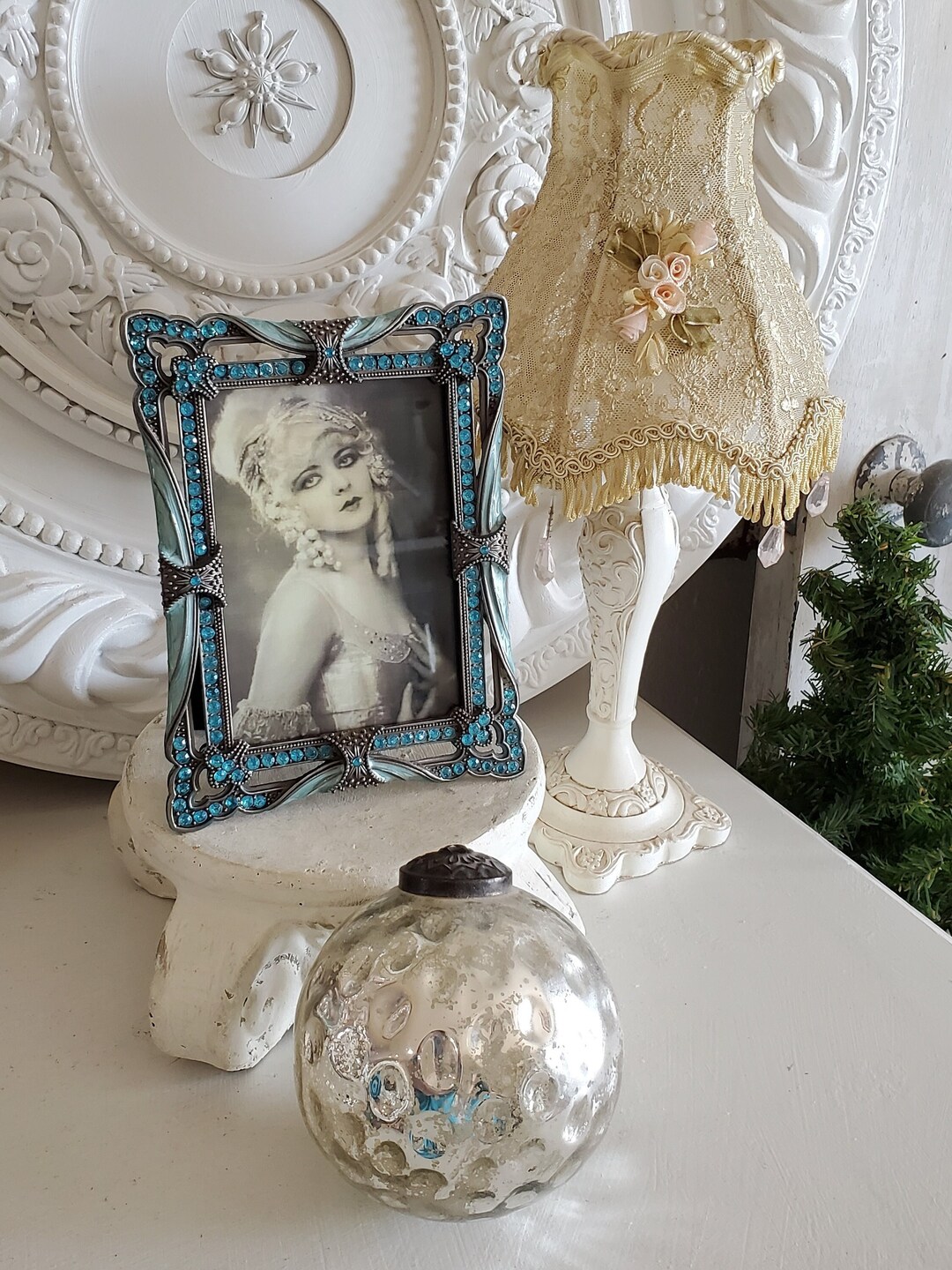 Vintage Kugel Silver Ornament Mercury Glass Ornament Ornate Etsy