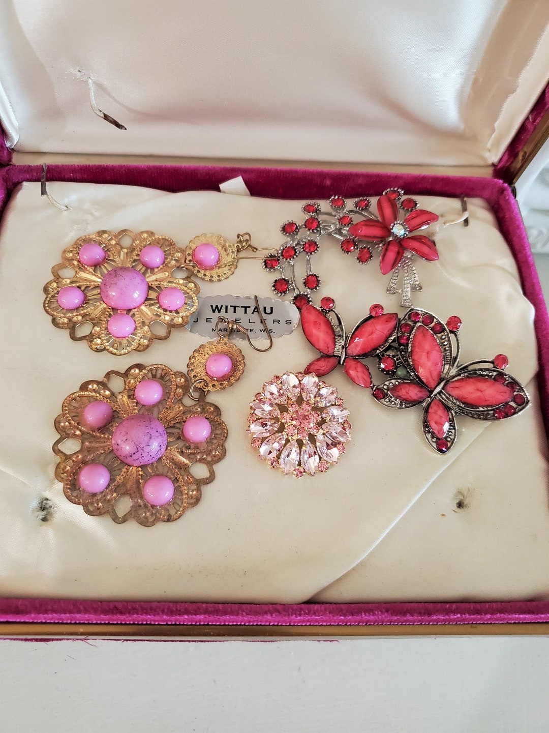 Vintage Pink Rhinestone Jewelry Lot Vintage Brooch Vintage Etsy