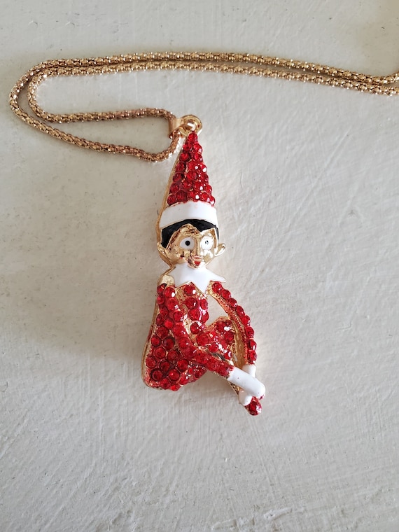 Red Rhinestone Elf Necklace, Pixie Necklace, Make a Miniature