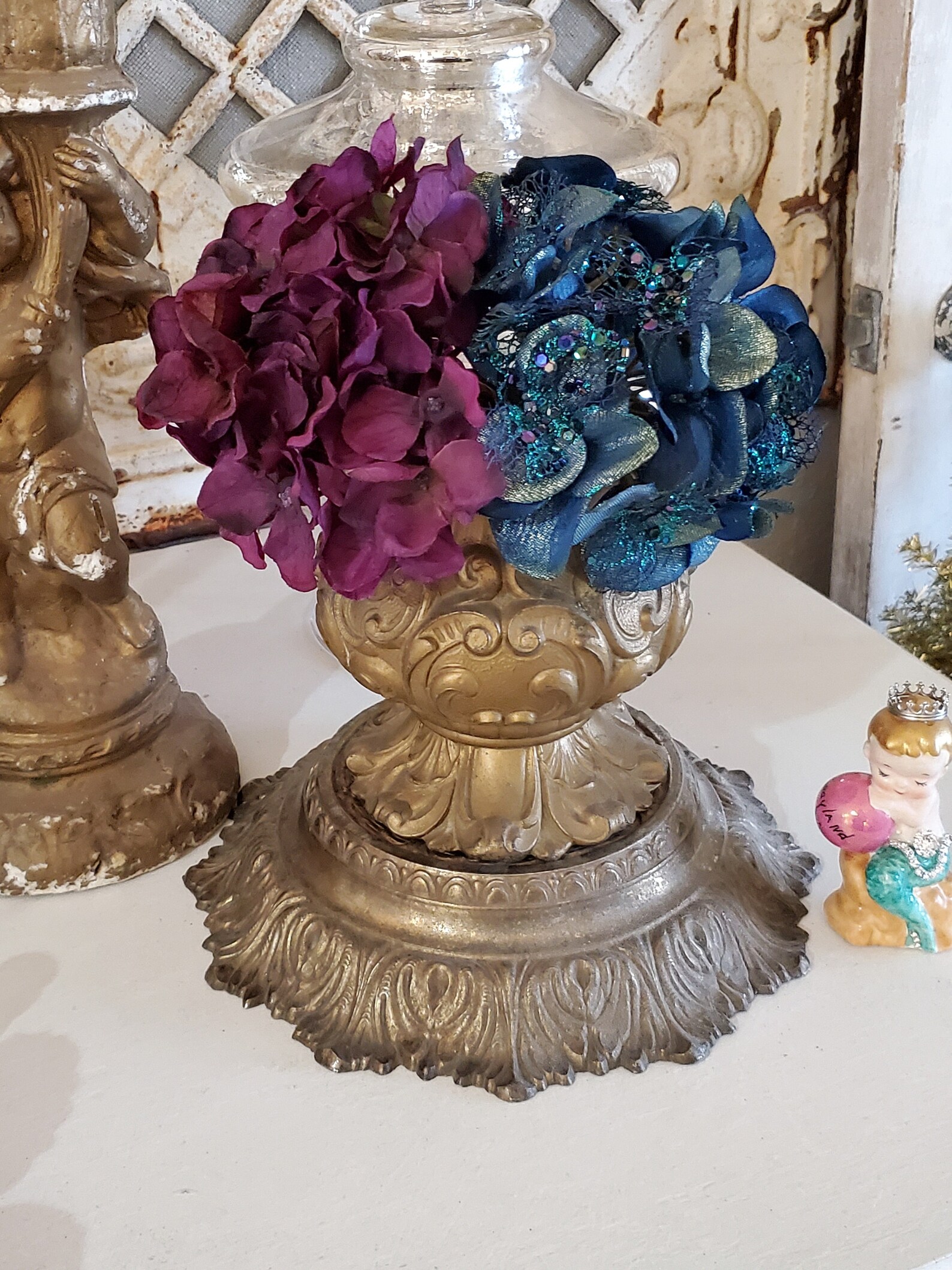 Fantastic Old Pot Metal Vase Metal Lamp Base Ornate Metal Etsy