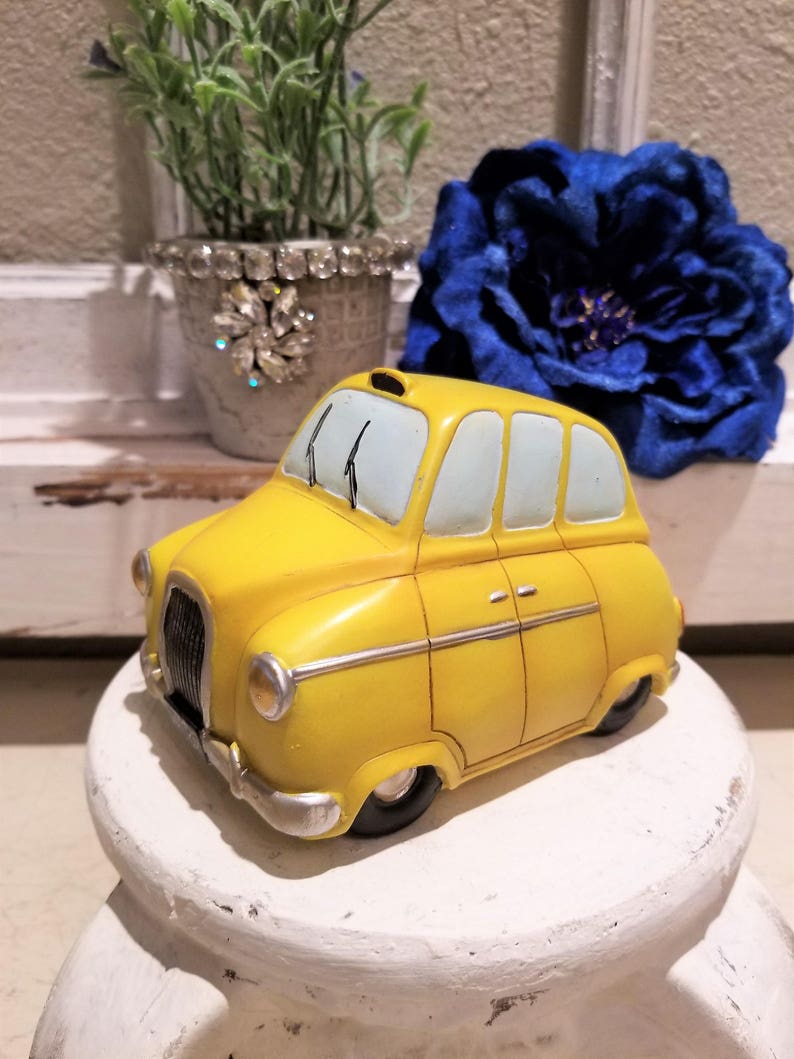 British Yellow Cab Car Coin Bank Vintage Style Cute Etsy