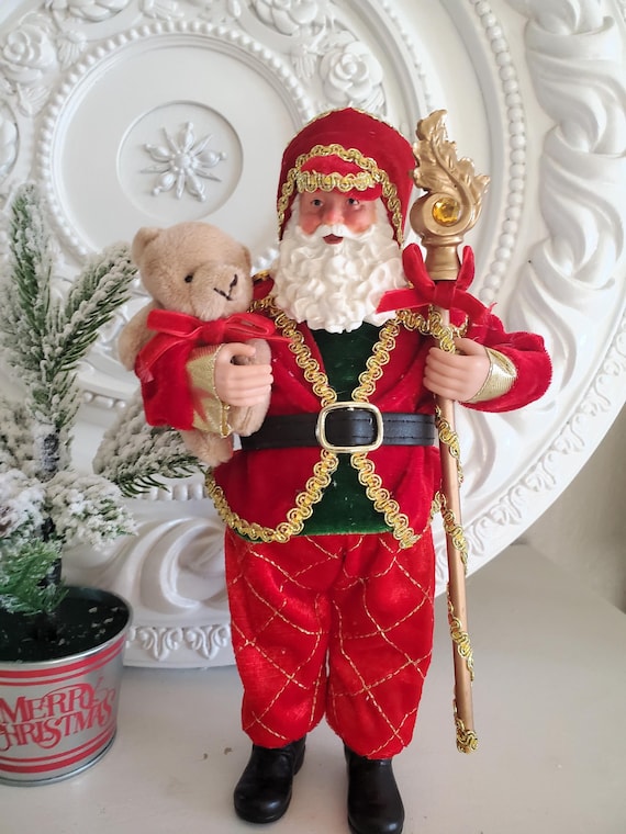 Standing Santa Claus with Teddy Bear Christmas Figure - 24  Santa Claus Figurine with Teddy Bear display picture 1