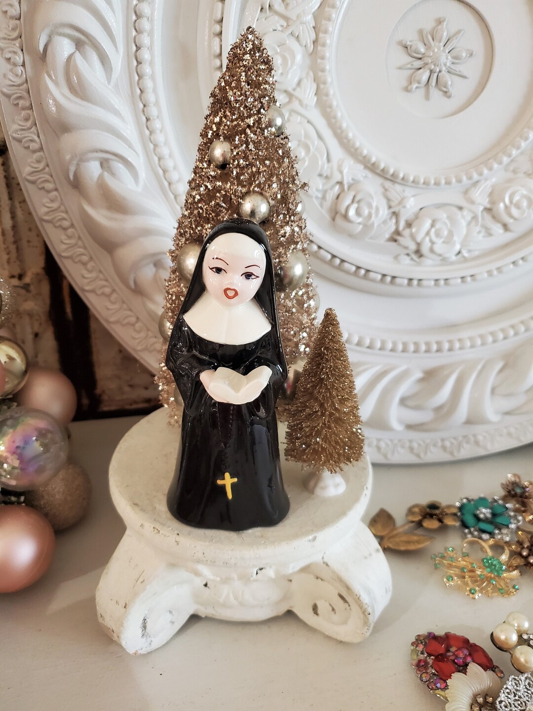 Vintage Nun Figure Nun Figurine Religious Figure Nun Statue Etsy