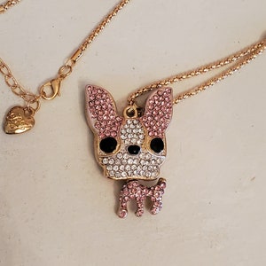 pink Rhinestone dog necklace, rhinestone puppy, 2&quot; chain necklace