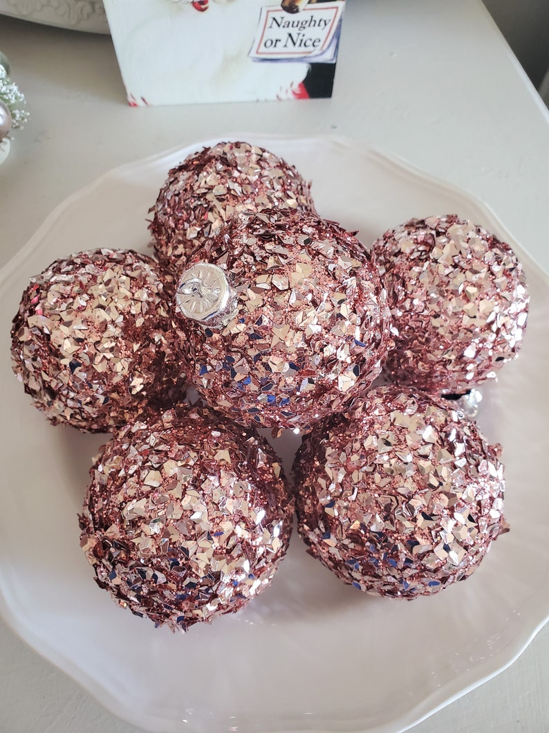 Set of Romantic PINK Rose Gold Christmas Ornaments Christmas Etsy