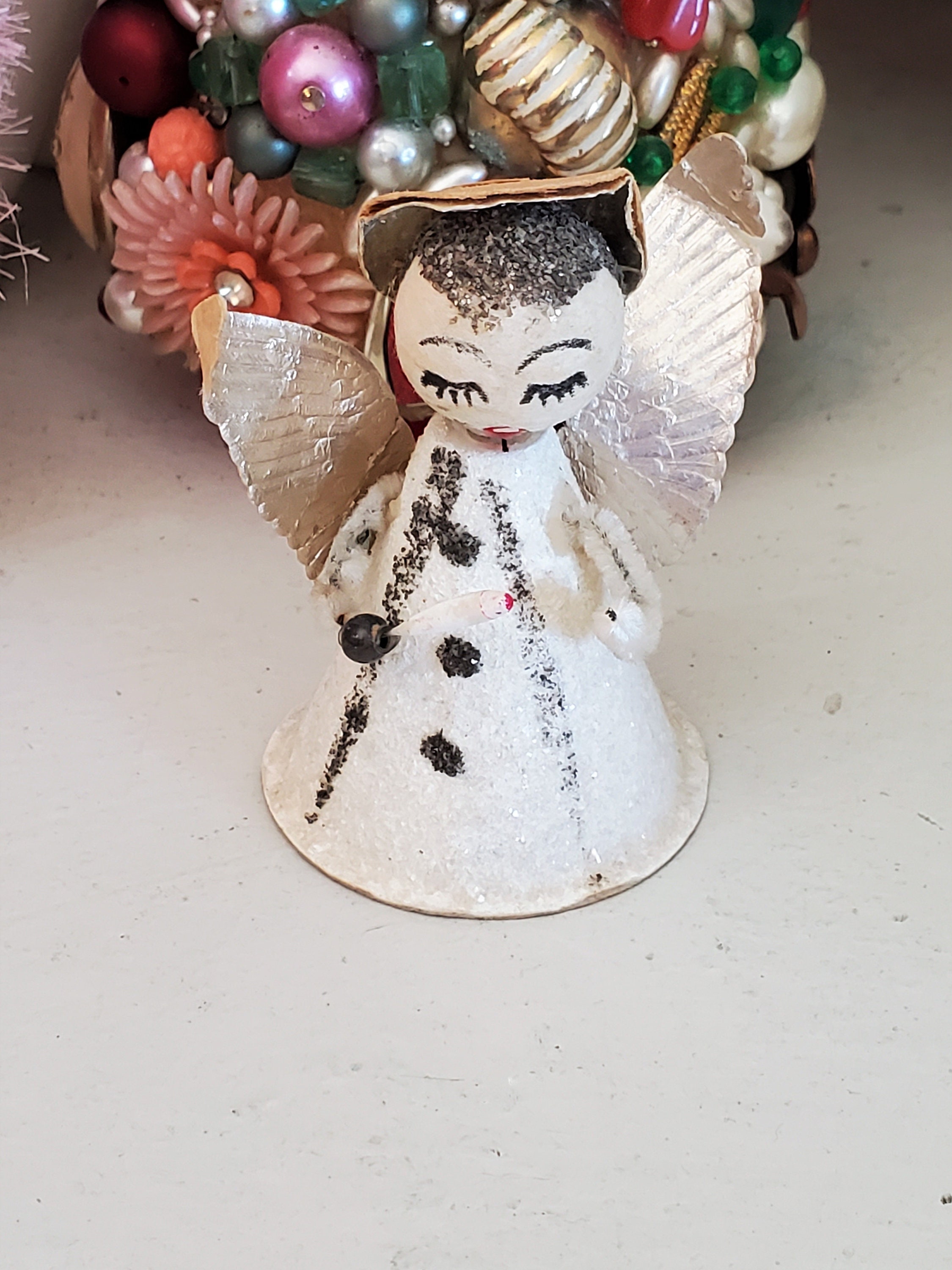 Vintage Cotton Spun Angel, White Angel, Angel Ornament, Vintage