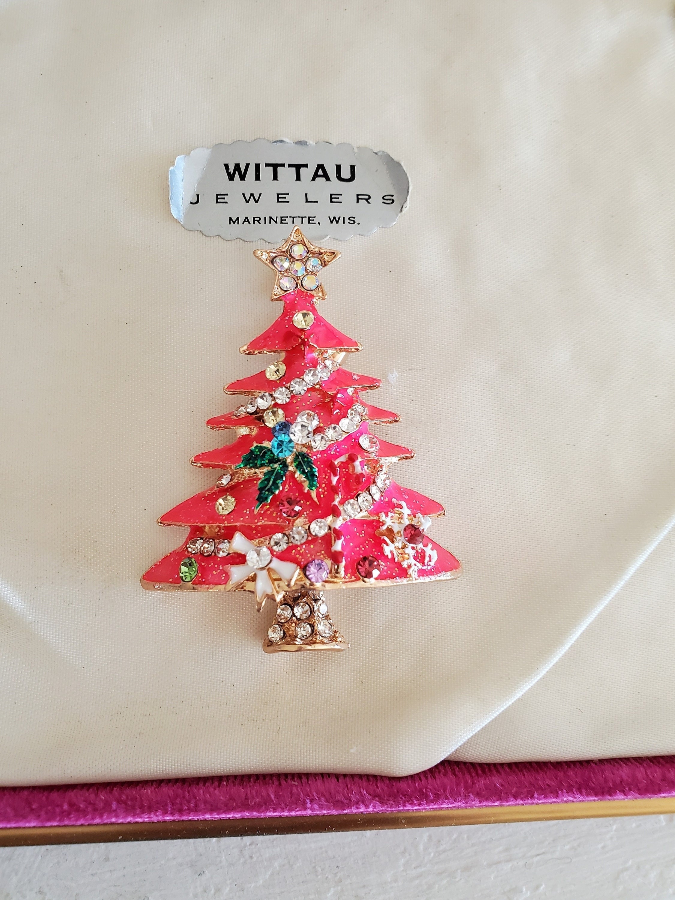 Rhinestone Pin Brooch Vtg Style Christmas Tree, Jewelry Supply Brooch ...