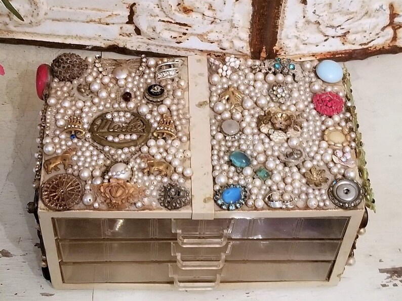 Crazy Plastic Storage Box Sewing Drawers Pearls Jewelry Etsy