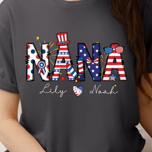 Personalized 4th Of July Mama Shirt,Custom 4th of July Mama Shirt, With Kids Name Family Shirt, Celebration USA Shirt, Patriotic Family Tees