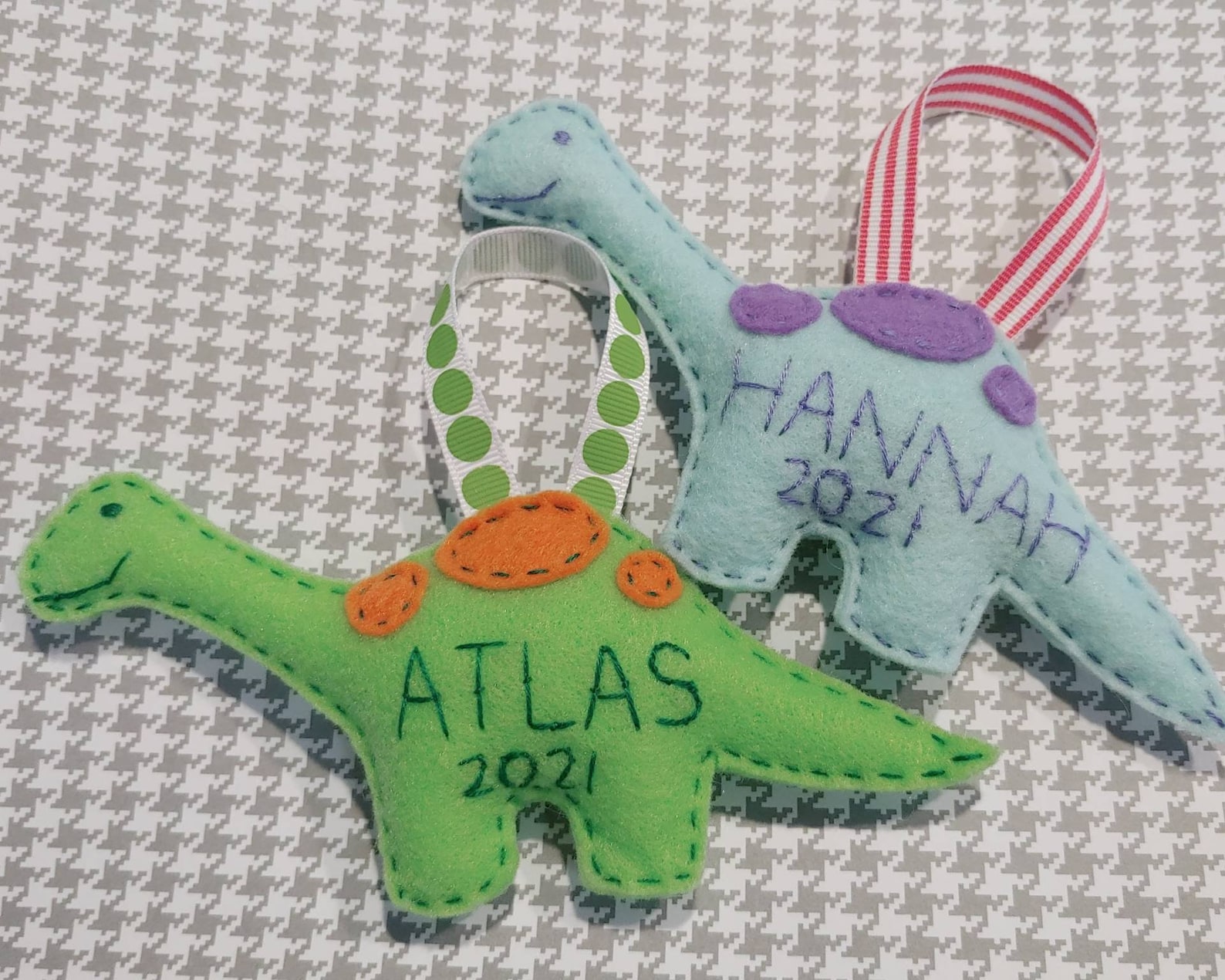 Handmade Custom Felt Stuffed Dinosaur Ornament Personalized Etsy