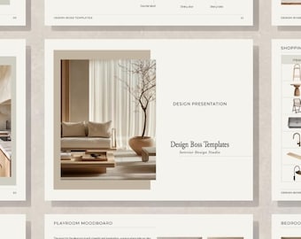 Modelo de apresentação de design de interiores: Canva Mood Board, Proposta de projeto