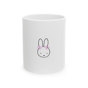 Cute Miffy Bunny Ceramic Mug - Perfect Gift for Easter, Coffee Lover, Springtime, Animal Lover, Pink Bow, Coquette, Vintage