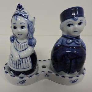Collectible Salt and Pepper Shaker Set Blue Boy and Girl