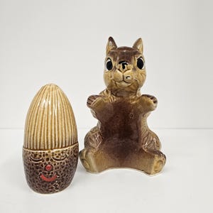 Chipmunk or Squirrell with Nut Salt and Pepper Shaker Set.