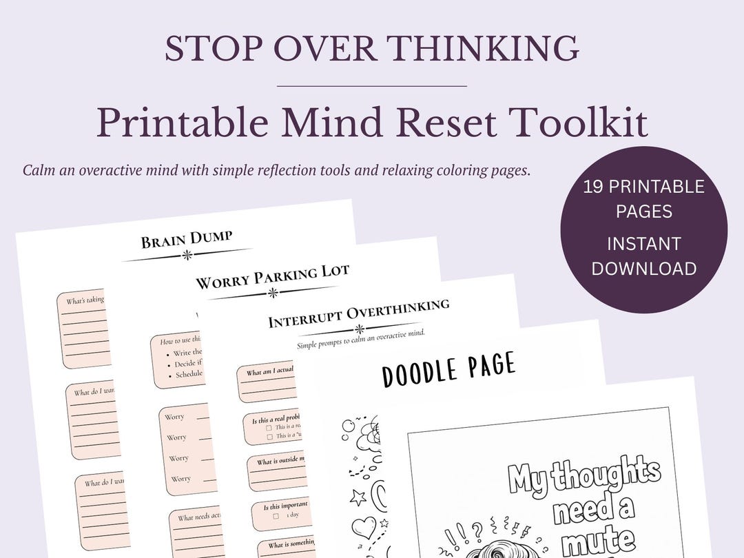 Stop Overthinking Mind Reset Bundle, Anxiety Relief Activity, Relaxing ...