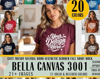 Bella Canvas 3001 Mockup Bundle, 20+ Colors (Digital Download)