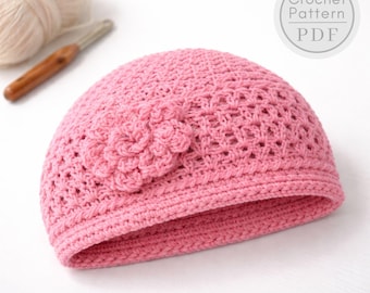 Bonnet chimio floral au crochet, tutoriel facile sur les bonnets (téléchargement PDF)