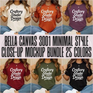 25+ Colors bella canvas tshirt mockup bundle, Minimal Boho Closeup T-Shirt Mockups, BC 3001 Boho Mockup bella 3001 mockups