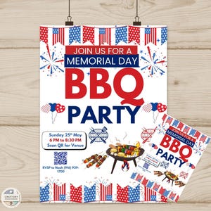 Memorial Day Bbq | Memorial Day Invites | Memorial Day Cookout Invitation Digital | Memorial Day Cookout | Bbq Cookout Invitation Party