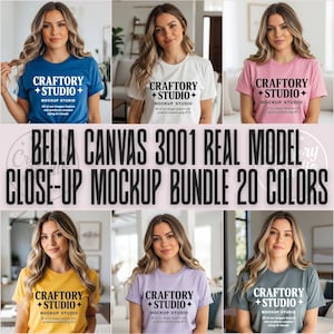 20+ Colors Bella Canvas 3001 Mockup Bundle, BC 3001 Boho Mockup, Best Boho T-Shirt Mockup Bundle, Minimal Boho Closeup T-Shirt Mockups