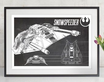 Star Wars The Empire Strikes Back Snowspeeder Art Print, Patent Poster, Star Wars Gift, Star Wars Poster, Geek Decor, Blueprint Poster