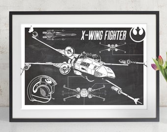 Star Wars X-Wing Fighter, Art Print, Patent Poster, Star Wars Gift, Star Wars Poster, Geek Decor, Blueprint Poster