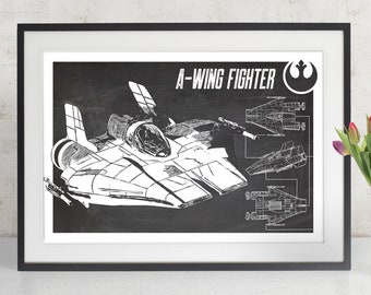 Star Wars Patent Poster Art Print, A-Wing Fighter, Star Wars Gift, Star Wars Poster, Star Wars Decor
