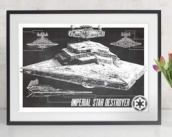 Star Wars Imperial Star Destroyer, Art Print, Patent Poster, Star Wars Gift, Star Wars Poster, Geek Decor, Blueprint Poster