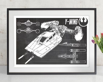 Star Wars Y-Wing Fighter, Art Print, Patent Poster, Star Wars Gift, Star Wars Poster, Geek Decor, Blueprint Poster
