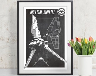 Star Wars Imperial Shuttle, Art Print, Patent Poster, Star Wars Gift, Star Wars Poster, Geek Decor, Chalkboard Print, Blueprint Poster