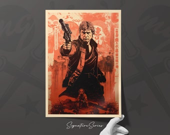 Han Solo Star Wars Art Print - Limited Edition Signature Series, Japanese Wood Block style Poster, Fan Art Illustration