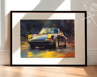 Vintage Porsche 911 Poster | Gift for Classic Car lovers | Available as Art Print, Canvas Wall Art and Framed Art
