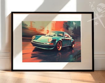 Porsche 911 Classic Sports Car Poster | Gift for Porsche Lovers | Gift for Him | Car Lover Gift | Available as Print, Canvas Art or Framed