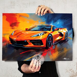 Corvette C8 Fine Art Print Available as a poster print or canvas art Gift for Car Lovers and Chevy Enthusiasts image 3