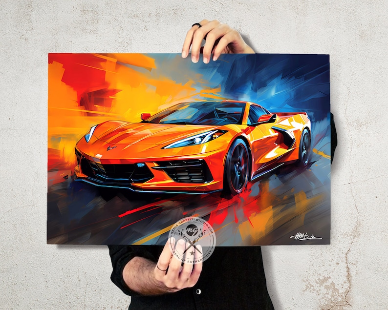 Corvette C8 Fine Art Print Available as a poster print or canvas art Gift for Car Lovers and Chevy Enthusiasts image 3