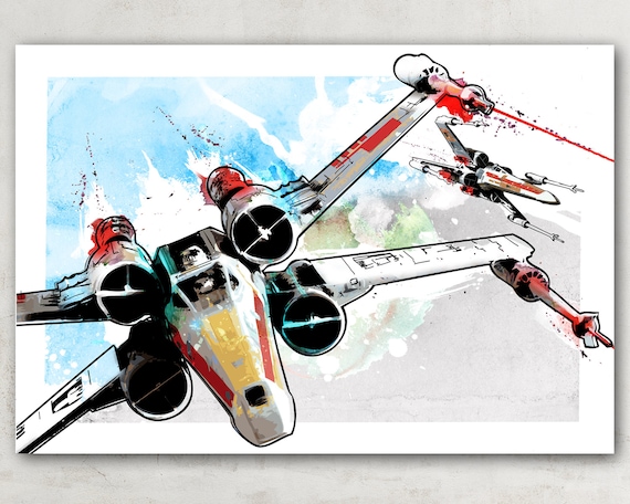 Star Wars X-wing Fighter Art Star Wars Watercolor Art Star - Etsy