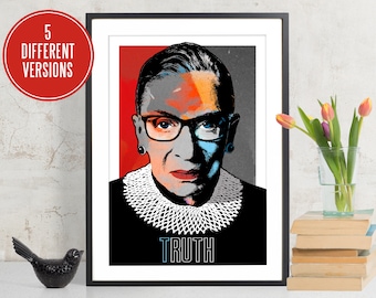 Impression d'art RBG Ruth Bader Ginsburg, art politique, cadeau féministe, RBG notoires, je suis en désaccord, quand il y en a 9, affiche inspirante, art du dortoir