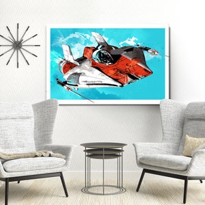 Star Wars Poster A-Wing Starfighter Star Wars Art, Art Print, Star Wars print, fan art illustration, Star Wars gift, watercolor art. image 8