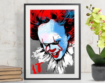 Stephen King It - Pennywise the Clown - Art Print, IT movie poster, fan art, Stephen King poster, Clown Poster, Horror Movie Poster