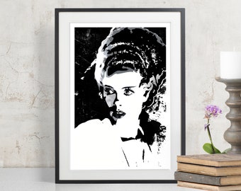 Bride of Frankenstein - Art Print - Frankensteins Bride, Horror Movie, Gothic, fan art illustration, Poster, Frankensteins Bride Art