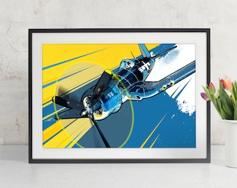 Airplane - F4U Corsair - Airplane Decor, Pop Art, WWII Military Airplane Art, Aviation Poster, Airplane Gift, Wall Art, Air Force Pilot Gift