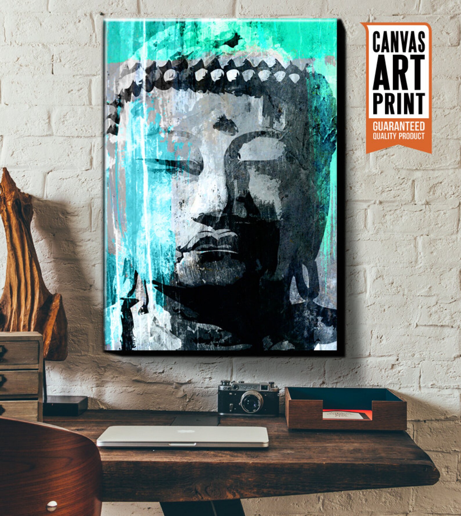 BUDDHA Wall Art Large Canvas Print Zen Buddhist Spiritual Etsy