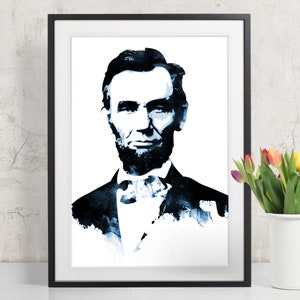 Abraham Lincoln President Art Print, Abraham Lincoln art, American President art, Abraham Lincoln poster, Portrait painting, USA decor image 1