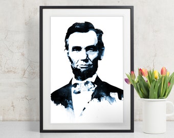 Abraham Lincoln - President - Art Print, Abraham Lincoln art, American President art, Abraham Lincoln poster, Portrait painting, USA decor