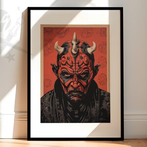 Darth Maul Samurai Star Wars Art Print | Japanese Wood Block style Fan Art Illustration - Available as Art Print, Canvas or Framed Wall Art