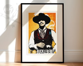 Tombstone - Doc Holliday - &quot;I&#39;m Your Huckleberry&quot; Movie Poster Art Print, Poster Art, Western Art, Man Cave Decor, Western decor, Cowboy art