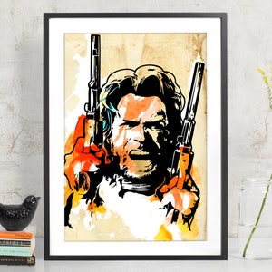 Clint Eastwood Josey Wales fan art, Clint Eastwood Poster, Art Print, illustration, Clint Eastwood western cowboy art, Pop Art image 1