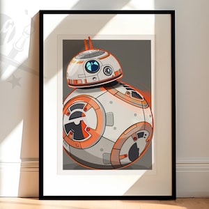 Star Wars The Force Awakens BB8 Poster | Fan Art Illustration makes great gift - Available as Art Print, Canvas Wall Art or Framed Art Print
