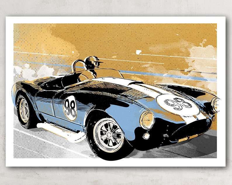 Car Art Ford Shelby Cobra 427 Auto Art, Automobile Art, Automotive Decor, Man Cave Art, Car Gift, Art Print, Race Car Poster, Garage Art image 2