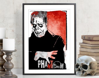 Phantom of the Opera classic horror movie monster Art Print, vintage monster movie Poster.